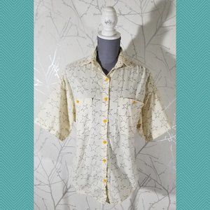 Tony France Yellow Stars Print Button Up Shirt